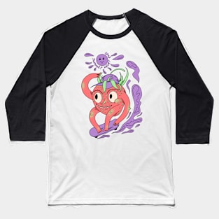 Funny strawberry on a skateboard Baseball T-Shirt